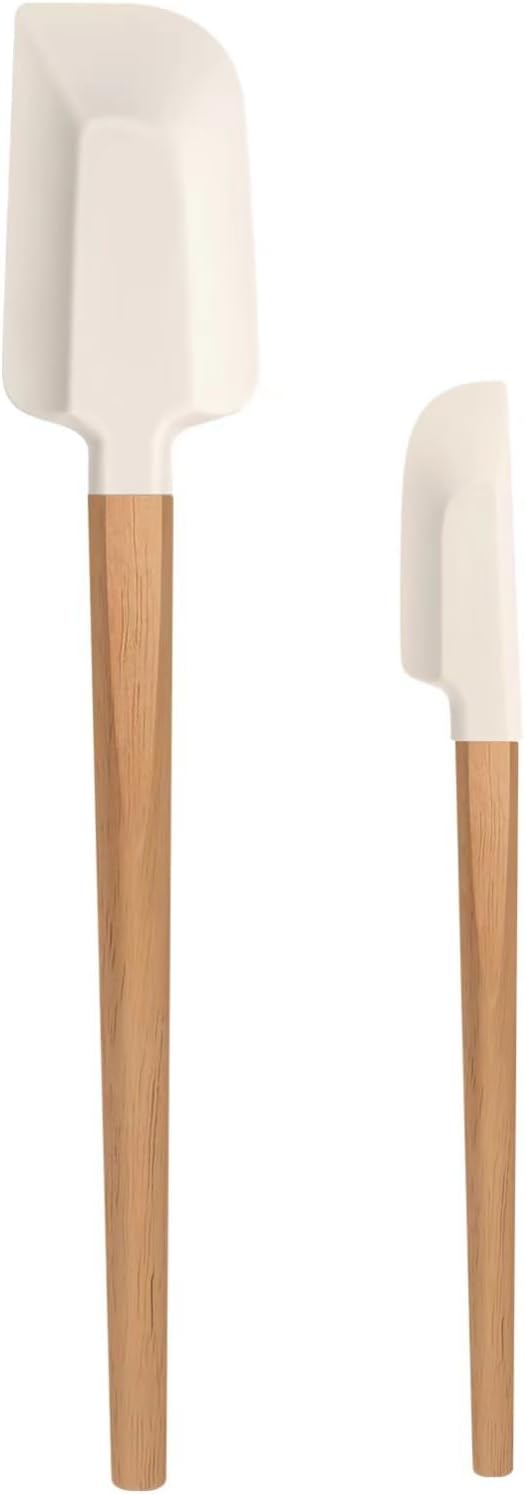 Conjunto de espátulas de cabo de madeira, espátulas de silicone de borracha de 30,5 cm e 23 cm para assar, cozinhar e misturar.