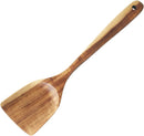 FJNATINH Espátula wok grande de madeira, 33 cm de teca natural, cabo longo, revestido, resina natural, feita à mão para panelas antiaderentes