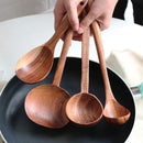 FJNATINH Espátula wok grande de madeira, 33 cm de teca natural, cabo longo, revestido, resina natural, feita à mão para panelas antiaderentes