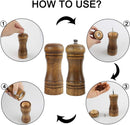uxcell Pepper Grinder and Salt Shaker Set 5.5 Inch Wooden Pepper Mills Shaker with Adjustable Coarseness for Seasoning Meal Prep Cooking Dining