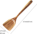 FJNATINH Espátula wok grande de madeira, 33 cm de teca natural, cabo longo, revestido, resina natural, feita à mão para panelas antiaderentes