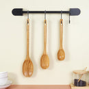 FJNATINH Espátula wok grande de madeira, 33 cm de teca natural, cabo longo, revestido, resina natural, feita à mão para panelas antiaderentes