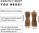 uxcell Pepper Grinder and Salt Shaker Set 5.5 Inch Wooden Pepper Mills Shaker with Adjustable Coarseness for Seasoning Meal Prep Cooking Dining