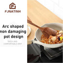 FJNATINH Espátula wok grande de madeira, 33 cm de teca natural, cabo longo, revestido, resina natural, feita à mão para panelas antiaderentes