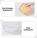 Manteiga grande de vidro com tampa e faca para bancada e geladeira, recipiente de armazenamento de manteiga com alça para geladeira, suporte de manteiga para balcão, bandeja de manteiga de bambu