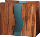 Porta-guardanapos de madeira de acácia e resina epóxi transparente para mesa, organização de guardanapo de casa de fazenda rústica para cozinha, jantar, bancadas, restaurante ou ao ar livre |
