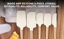 Ptanexx Wooden Handle Silicone Spatula Set 5 Piece, Batter Mixing Spatula, Spatula for Cooking, Jars, Baking, Mixing, Frosting