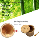 Saleiro, caixa de sal de bambu, recipiente de sal com colher, suporte de sal com tampa, saleiro, cominho e tigela de pimenta com tampa giratória magnética