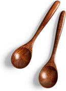 6 colheres de madeira para mel, colheres de madeira pequenas de 17 cm - Ótimo para chá, café e sopa, conjunto de colheres de mesa de servir de madeira, colher de chá de bambu a granel para