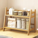Organizador de estação de café com aparência de vime, suporte de caneca de bambu, prateleira de balcão de cozinha para acessórios de chá e café, suporte de matcha, expositor de xícara, rack