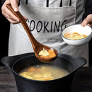 FJNATINH Espátula wok grande de madeira, 33 cm de teca natural, cabo longo, revestido, resina natural, feita à mão para panelas antiaderentes