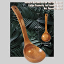 FJNATINH Espátula wok grande de madeira, 33 cm de teca natural, cabo longo, revestido, resina natural, feita à mão para panelas antiaderentes