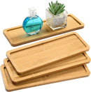 Kit com 4 Bandejas Retangulares de Bambu – Multiuso para Café, Lanches e Decoração