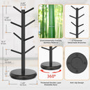 BAMBANG Suporte de caneca de árvore, rotação de 360°, 8 ganchos, suporte de copo de café para bancada, suporte de bambu para cozinha, bancada, casa, natural