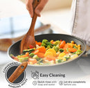 Zulay Kitchen Conjunto de colheres de madeira de 6 peças – Utensílios de teca macios resistentes ao calor com aderência confortável – leve e durável – fácil de limpar, perfeito para panelas