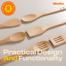 Riveira Colheres de cozinha de bambu com 6 peças – Conjunto de utensílios de cozinha de madeira com colheres de madeira para cozinhar e espátulas, conjuntos de utensílios de madeira – Conjunto de