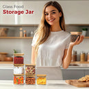 Frascos de armazenamento de vidro com tampa de bambu, recipientes de cozinha herméticos para assar, recipiente de alimentos para especiarias, biscoitos, chá, café e lanches (4 pacotes de 0,6 qt)