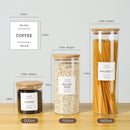 Pacote com 5 frascos de vidro com tampas herméticas de bambu - Recipientes empilháveis de armazenamento de alimentos com 132 etiquetas de despensa - com tampa de madeira para doces,