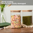 Frascos de vidro para armazenamento de alimentos, conjunto de 6 recipientes de armazenamento de vidro, recipiente de vidro transparente para alimentos com tampa de bambu hermético para servir chá,
