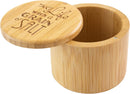 Totally Bamboo Caixa de armazenamento de bambu Salt Cellar com tampa giratória magnética, capacidade de 170 g, gravação "Take Life with a Grain of Salt" gravado na tampa