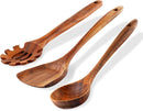 FJNATINH Espátula wok grande de madeira, 33 cm de teca natural, cabo longo, revestido, resina natural, feita à mão para panelas antiaderentes