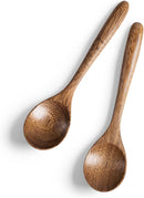 6 colheres de madeira para mel, colheres de madeira pequenas de 17 cm - Ótimo para chá, café e sopa, conjunto de colheres de mesa de servir de madeira, colher de chá de bambu a granel para