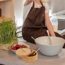 HTB Adega de sal de bambu com mini colher, caixa de sal de cozinha com tampa de fecho magnético giratório, recipiente redondo de sal para armazenamento pimenta tempero banho sal marinho