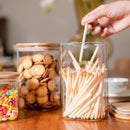 Frascos de vidro para armazenamento de alimentos, conjunto de 6 recipientes de armazenamento de vidro, recipiente de vidro transparente para alimentos com tampa de bambu hermético para servir chá,