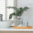 Bamboo Tea Serving Tray 3 Pcs Decorative Multi Use Bathroom Counter Tray with Edges Bamboo Vanity for Dresser Food Coffee Tea Snack Tissues Candles, 11 x 4 Inch(Rectangle Style)
