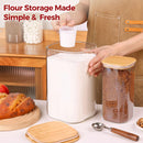 Frascos de armazenamento de vidro com tampa de bambu, recipientes de cozinha herméticos para assar, recipiente de alimentos para especiarias, biscoitos, chá, café e lanches (4 pacotes de 0,6 qt)