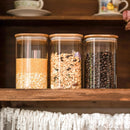 Frascos de vidro para armazenamento de alimentos, conjunto de 6 recipientes de armazenamento de vidro, recipiente de vidro transparente para alimentos com tampa de bambu hermético para servir chá,