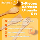 Riveira Colheres de cozinha de bambu com 6 peças – Conjunto de utensílios de cozinha de madeira com colheres de madeira para cozinhar e espátulas, conjuntos de utensílios de madeira – Conjunto de