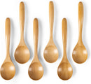 6 colheres de madeira para mel, colheres de madeira pequenas de 17 cm - Ótimo para chá, café e sopa, conjunto de colheres de mesa de servir de madeira, colher de chá de bambu a granel para