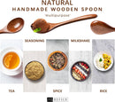 6 colheres de madeira para mel, colheres de madeira pequenas de 17 cm - Ótimo para chá, café e sopa, conjunto de colheres de mesa de servir de madeira, colher de chá de bambu a granel para