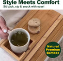 Couch Cup Holder, Bamboo Sofa Armrest Tray with Detachable Cup Holder – Foldable, Anti-Slip Couch Table for Drinks, Snacks, Remotes & Phones – Universal Fit Organizer, Easy to Clean