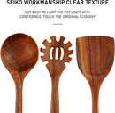 FJNATINH Espátula wok grande de madeira, 33 cm de teca natural, cabo longo, revestido, resina natural, feita à mão para panelas antiaderentes