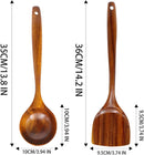 FJNATINH Espátula wok grande de madeira, 33 cm de teca natural, cabo longo, revestido, resina natural, feita à mão para panelas antiaderentes