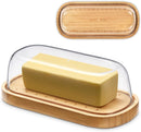 , Manteiga com tampa, suporte de manteiga de bambu, recipiente para manteiga, perfeito para manteiga da costa leste/oeste, livre de BPA, pode ir ao micro-ondas/lava-louças