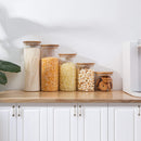 Conjunto de potes de vidro herméticos com tampas de bambu, recipientes de armazenamento de alimentos de vidro – Conjunto de 5 potes de cozinha para açúcar, doces, biscoitos, arroz e potes de