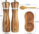 Conjunto de moedor de sal e pimenta de madeira: manual do moedor de pimenta, grossura ajustável, feito de madeira de acácia com núcleo de cerâmica/aço inoxidável | juntamente com bandeja de moedor de