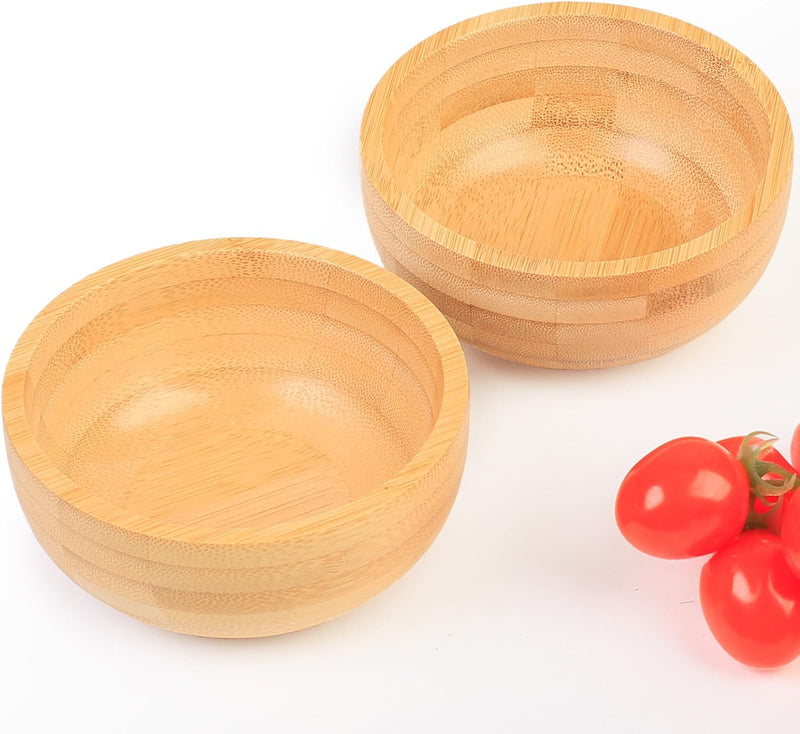 Conjunto de 2 tigelas de sopa para sobremesas/cereais/massas/frutas | Tigelas de servir de bambu natural para nozes/doces/lanches/pistache | Acessórios de charcutaria para