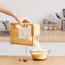 Recipiente de armazenamento de alimentos de bambu, 2000 ml, recipiente transparente de armazenamento de alimentos, 2 recipientes estilo livro para cozinha, organização quadrada de despensa com