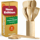 Riveira Colheres de cozinha de bambu com 6 peças – Conjunto de utensílios de cozinha de madeira com colheres de madeira para cozinhar e espátulas, conjuntos de utensílios de madeira – Conjunto de