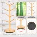 BAMBANG Suporte de caneca de árvore, rotação de 360°, 8 ganchos, suporte de copo de café para bancada, suporte de bambu para cozinha, bancada, casa, natural