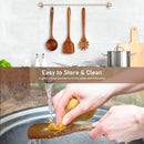 FJNATINH Espátula wok grande de madeira, 33 cm de teca natural, cabo longo, revestido, resina natural, feita à mão para panelas antiaderentes