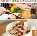FJNATINH Espátula wok grande de madeira, 33 cm de teca natural, cabo longo, revestido, resina natural, feita à mão para panelas antiaderentes