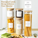 Pacote com 5 frascos de vidro com tampas herméticas de bambu - Recipientes empilháveis de armazenamento de alimentos com 132 etiquetas de despensa - com tampa de madeira para doces,