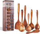 FJNATINH Espátula wok grande de madeira, 33 cm de teca natural, cabo longo, revestido, resina natural, feita à mão para panelas antiaderentes