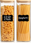 Frascos de armazenamento de vidro com tampa de bambu, recipientes de cozinha herméticos para assar, recipiente de alimentos para especiarias, biscoitos, chá, café e lanches (4 pacotes de 0,6 qt)