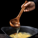 FJNATINH Espátula wok grande de madeira, 33 cm de teca natural, cabo longo, revestido, resina natural, feita à mão para panelas antiaderentes